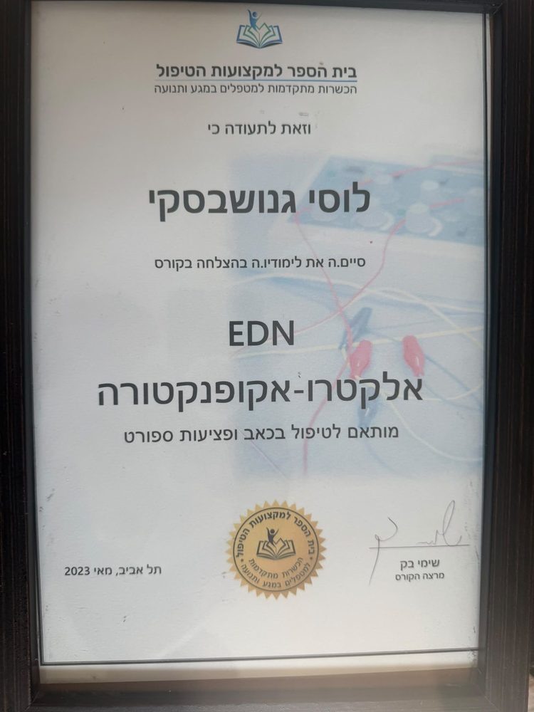 תעודה: EDN אלקטרו-אקופנקטורה, מותאם לטיפול בכאב ופציעות ספורט